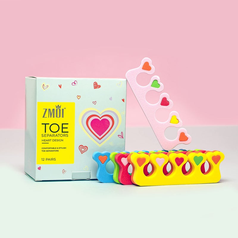 ZMOI Premium Colorful Heart Toe Separators - Cute Design for Kids - Super Soft  Durable 24 Pieces ZMOI - Image 4